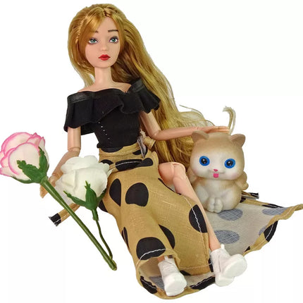 Emili lėlė su Rose Cat ilgais plaukais