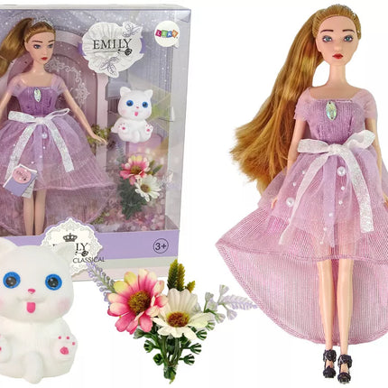 Emily ilgaplaukė balta katė lėlė