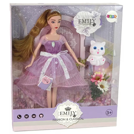 Emily ilgaplaukė balta katė lėlė