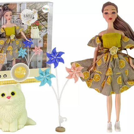 Emili lėlė su vėjo malūno kate vaikams