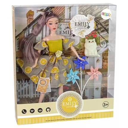 Emili lėlė su vėjo malūno kate vaikams