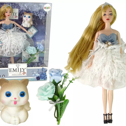 Lėlė kūdikis katytė Emilė su gėlėmis