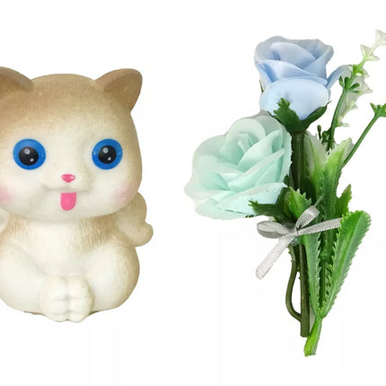 Lėlė kūdikis katytė Emilė su gėlėmis