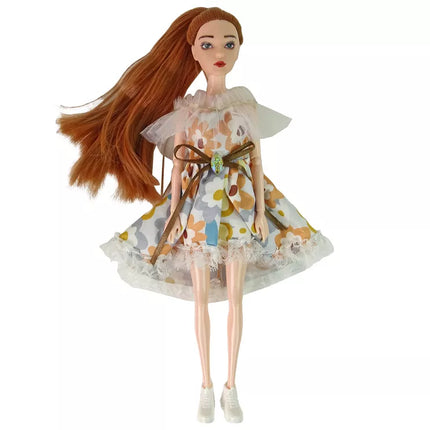 Lėlė Emily, rudeniniai raudoni plaukai, gėlės