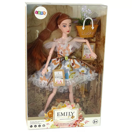 Lėlė Emily, rudeniniai raudoni plaukai, gėlės