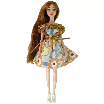 Lėlė Emily su rudais plaukais ir raudona kepure