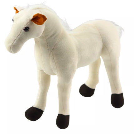 Pliušinis arklys, pliušinis žaislas- talismanas, minkštas žaislas, baltas, 40 cm x 37 cm