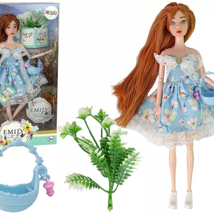 Emily Spring lėlė kūdikis, raudoni plaukai, gėlės
