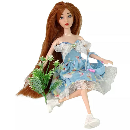 Emily Spring lėlė kūdikis, raudoni plaukai, gėlės