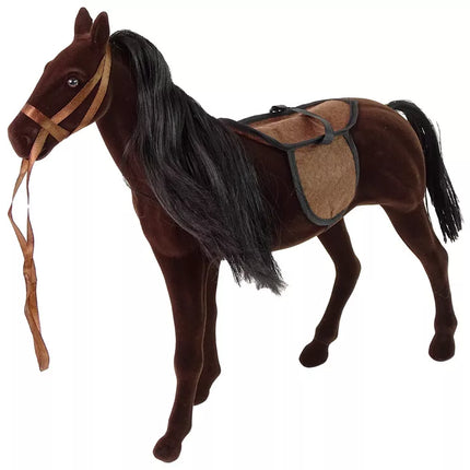 Rudų arklių figūrėlė su šukavimo priedais