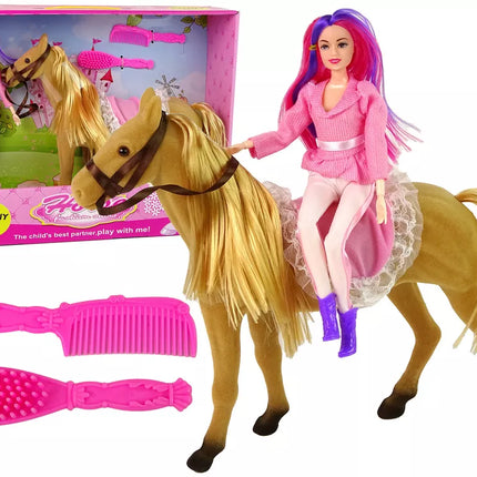 Lėlė raitelė su ruduoju poniu