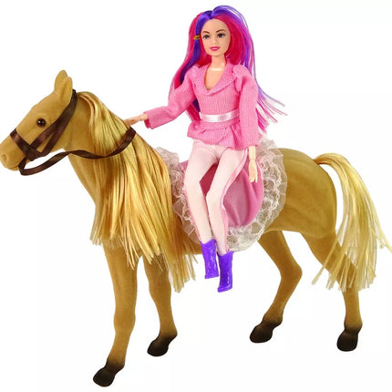 Lėlė raitelė su ruduoju poniu