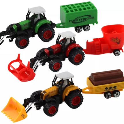 Traktorius su priekaba Ekskavatorius Buldozeris Žemės ūkio mašina 3 spalvų