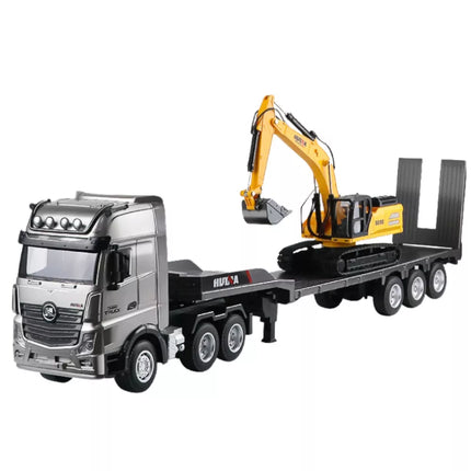 Sunkvežimis su priekaba nuotoliniu būdu valdomas ekskavatorius RC šviesos garsas Huina 1:18