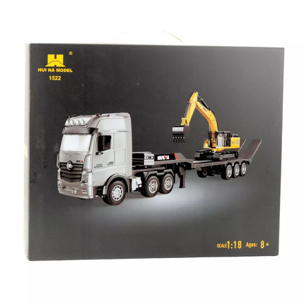 Sunkvežimis su priekaba nuotoliniu būdu valdomas ekskavatorius RC šviesos garsas Huina 1:18