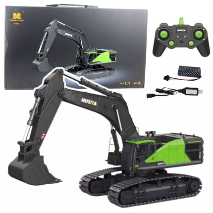 Huina 1593 Žali ekskavatorius su nuotolinio valdymo pulteliu 1:14