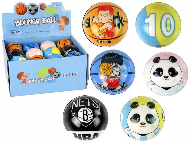 Minkštas kamuolys su mažais raštais ir spalvomis kūdikiams, 7 cm skersmens.