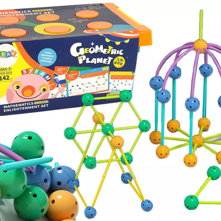 3D konstrukcinių geometrinių plytelių rinkinys 142 vnt.