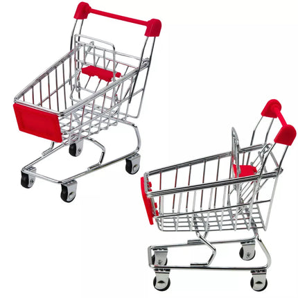 Mini Metalinis Prekybos Vežimėlis Vaidmenims Lėlių Dekoravimui