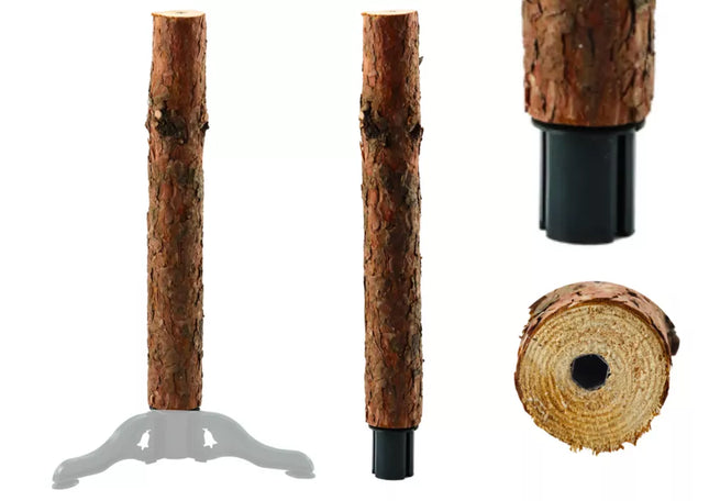 Medinio medžio kamieno stovas ant keturių kojų Kalėdų eglutei ant kamieno