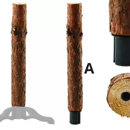 Medinio medžio kamieno stovas ant keturių kojų Kalėdų eglutei ant kamieno