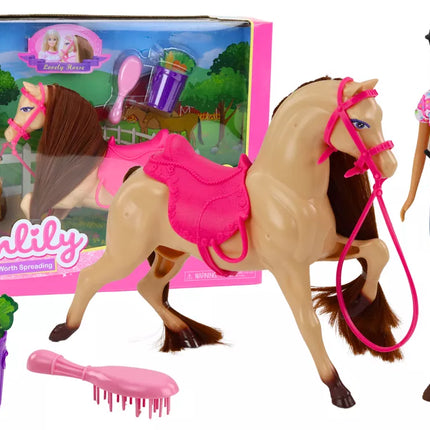 Anlily žokėjos lėlės rinkinys su žirgo priedais