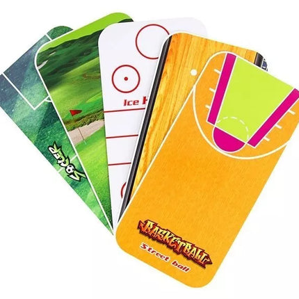 6 viename stalas su keičiamomis žaidimų lentomis ir priedais: futbolas, krepšinis, snukeris