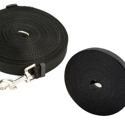 Ilgas treniruočių pavadėlis su tvirtinimo juostele, juodas, 5 m