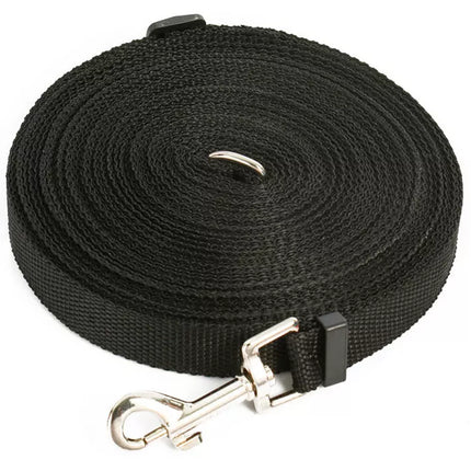 Ilgas treniruočių pavadėlis su tvirtinimo juostele, juodas, 5 m