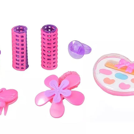 Merginų grožio rinkinys, plaukų aksesuarų rinkinys su tikrovišku plaukų džiovintuvu krepšyje