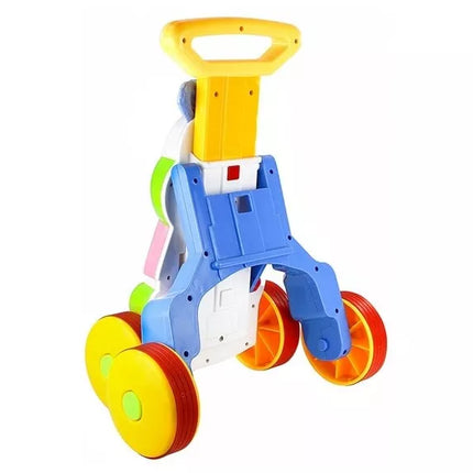 Žaislinis stumdukas kūdikiams „Hippo“ su garsais, barškučiais, čežėjimu ir veidrodėliu