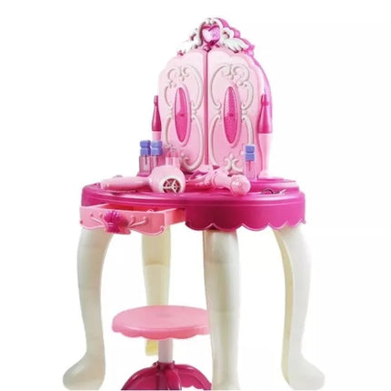 Kosmetinis staliukas su šviesomis ir garsais, kėdutė, MP3 įvestis, magija