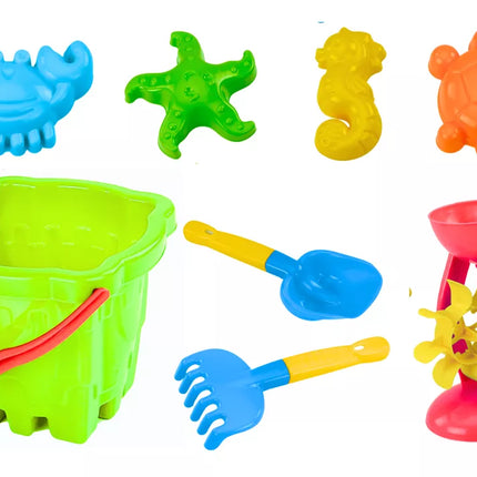 Smėlio žaislų rinkinys kibirėlis pilis malūnėlis 9 el.