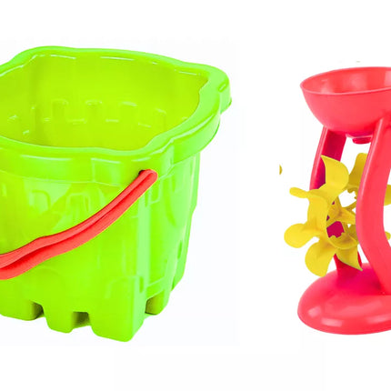 Smėlio žaislų rinkinys kibirėlis pilis malūnėlis 9 el.