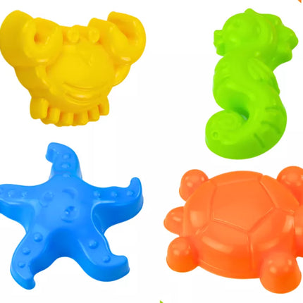 Smėlio rinkinys, kibirėlis, sietelis, formelės, 8 dalys, spalvingas