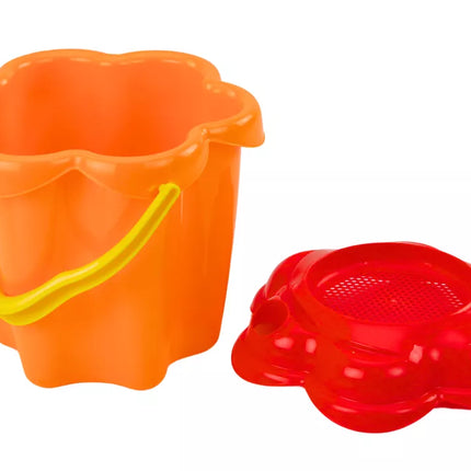 Smėlio rinkinys, kibirėlis, malūnėlis, sietelis, formelės, 9 spalvingi