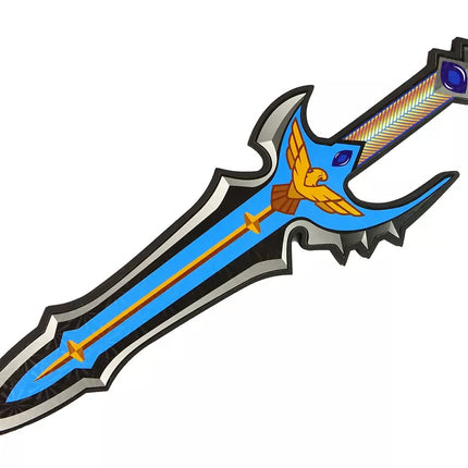 Mėlynos spalvos kario kalavijo ir skydo rinkinys iš EVA putų.