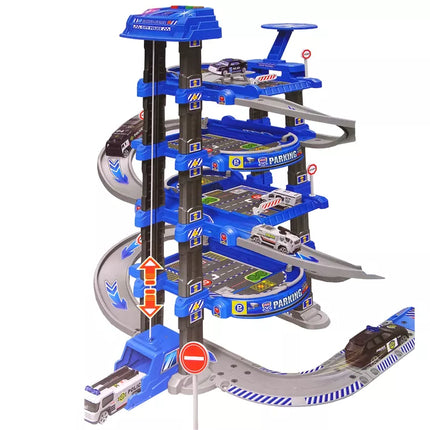 Policijos keturių lygių automobilių stovėjimo aikštelė 1:64 Transporto priemonės su garsais ir šviesomis