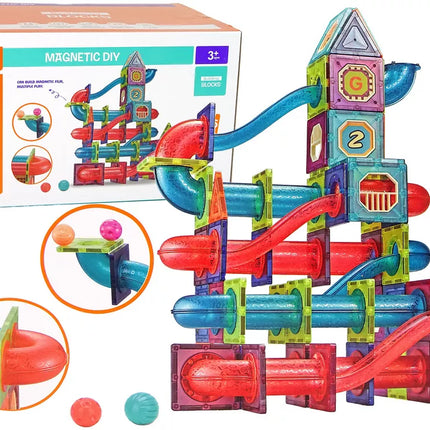 Magnetiniai blokeliai 145 vnt. 3D trasa kamuoliukams