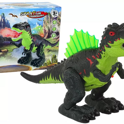 Dinozauras Pūš Ugnį Garai Žibintai Baterija Žalia