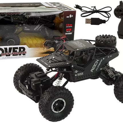 RC Rover 1:16 automobilis, juodas, nuotoliniu būdu valdoma transporto priemonė
