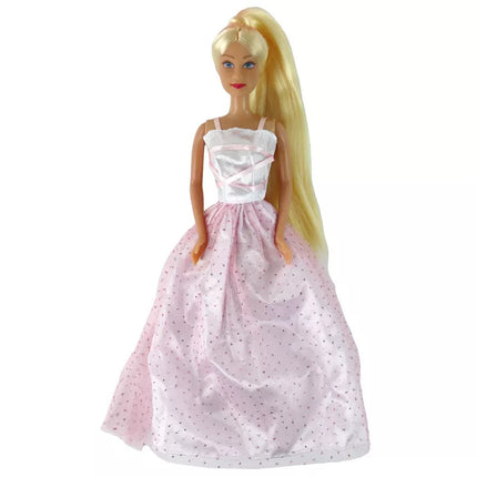 Vaikiška lėlė ilgais plaukais lagamino drabužiai