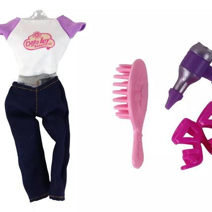 Lėlės rinkinys Lucy, nėščia lėlė, vežimėlis, ilgi rudi plaukai