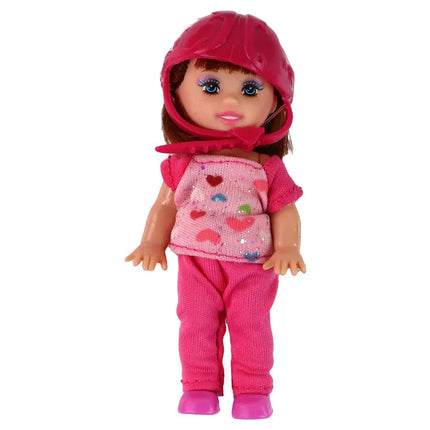 Lėlės Lucy rinkinys violetinis paspirtukas riedlentės šalmai