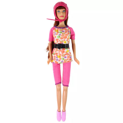 Lėlės Lucy rinkinys rožinis paspirtukas riedlentė šalmai