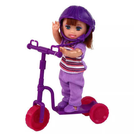 Lėlės Lucy rinkinys rožinis paspirtukas riedlentė šalmai