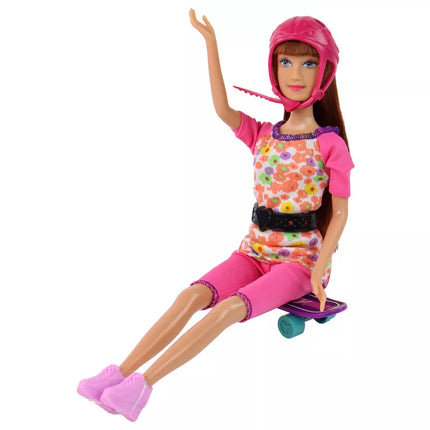 Lėlės Lucy rinkinys rožinis paspirtukas riedlentė šalmai