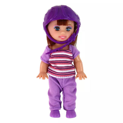 Lėlės Lucy rinkinys rožinis paspirtukas riedlentė šalmai