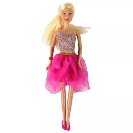 Lėlė Lucy, rožinė suknelė su blizgučiais, batelių rinkinys