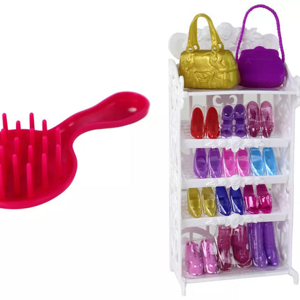 Lėlė Lucy, rožinė suknelė su blizgučiais, batelių rinkinys